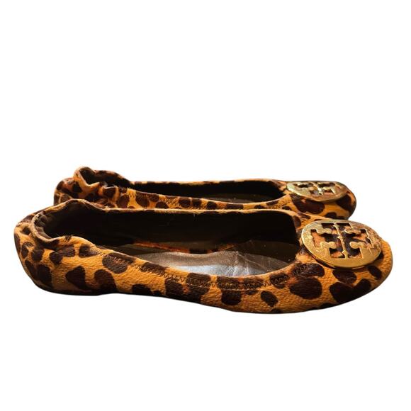 Tory Burch Pony Hair Leopard Print Reva Ballet Flats Size 9.5 - Picture 5 of 8